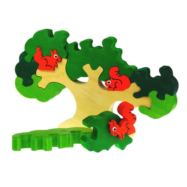 Puzzle arbre et écureuil en couleur