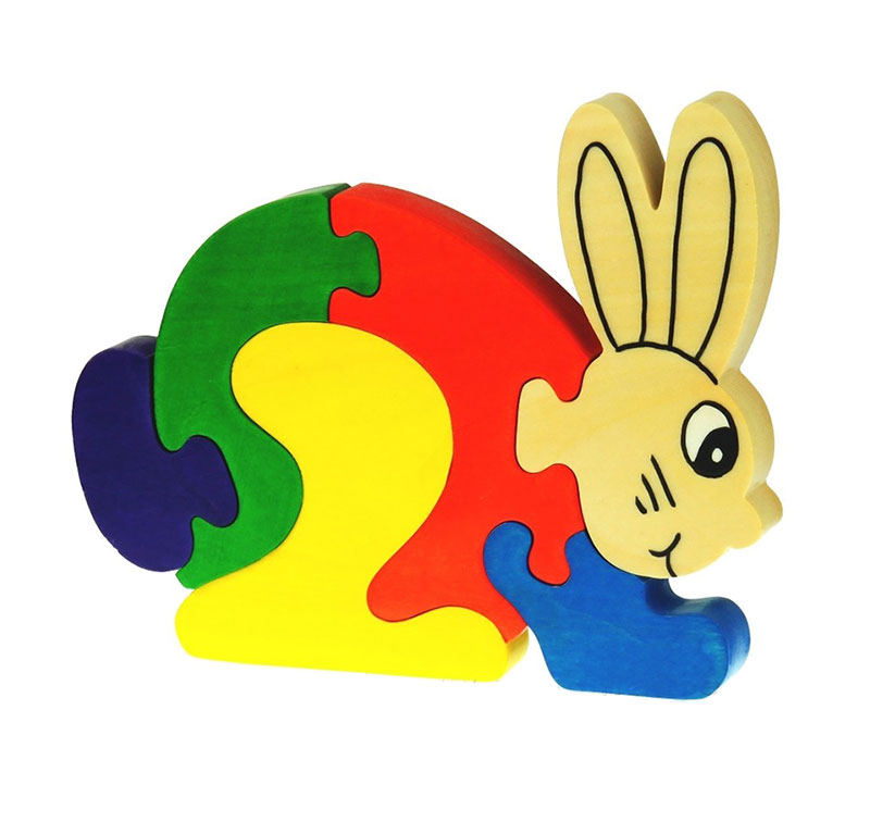 Puzzle en bois pour enfants Lapin/3D Puzzle/12 pièces/ Jouets