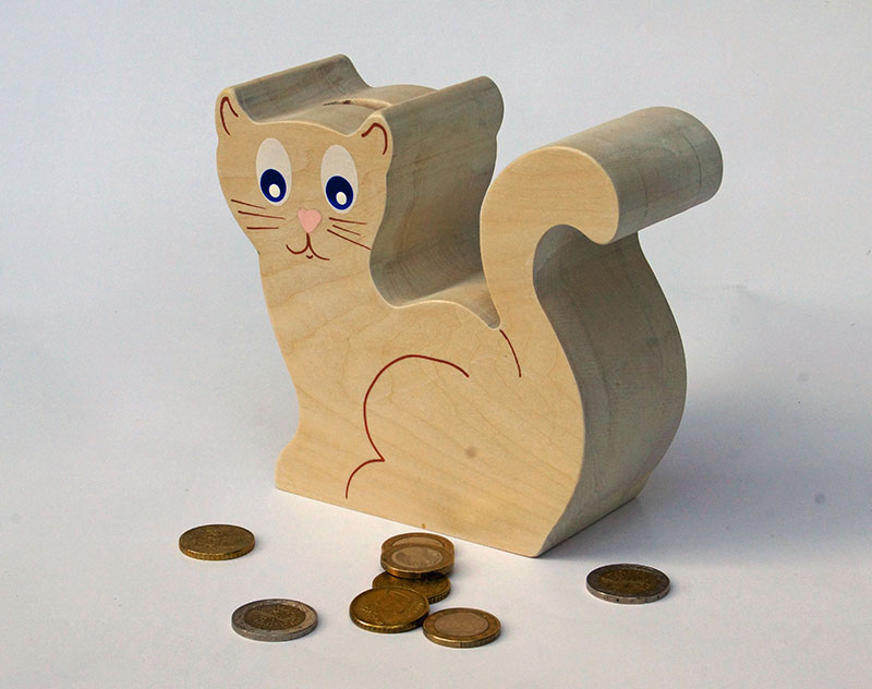 Tirelire en bois en forme de chat sublimation