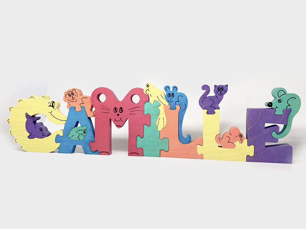 Puzzle personnalisé prenom, Apprentissage des lettres, Puzzle en bois