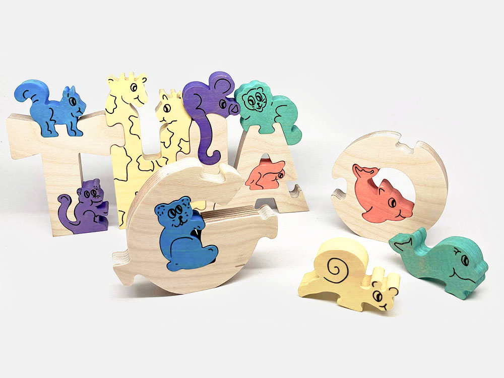 Puzzle bois personnalisé prénom – Hello Lionceau